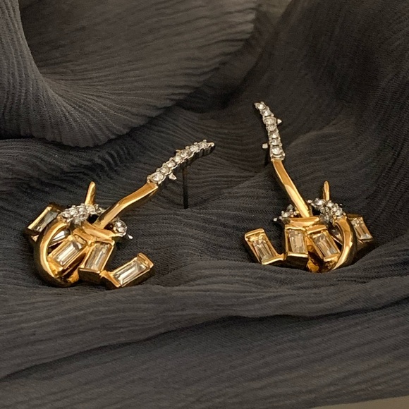 Alexis Bittar New Gold Jagged Starlight Marquis Serpentine Crystal Earrings - Picture 12 of 16
